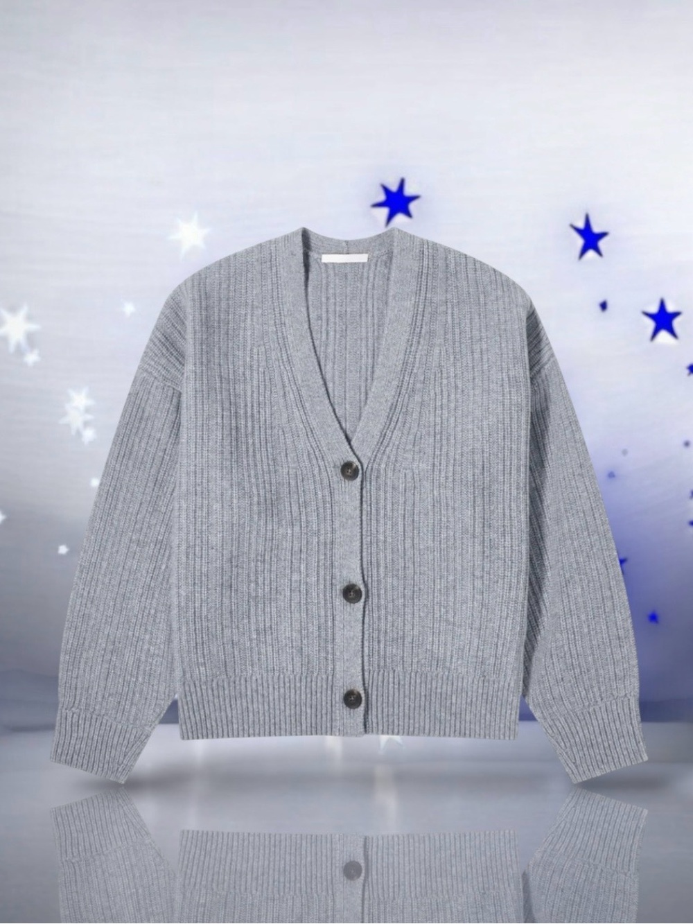 🆕💗HELMUT LANG Grey Boxy Cardigan Relaxed Drop Shoulders • Wool, Cashmere • SMALL